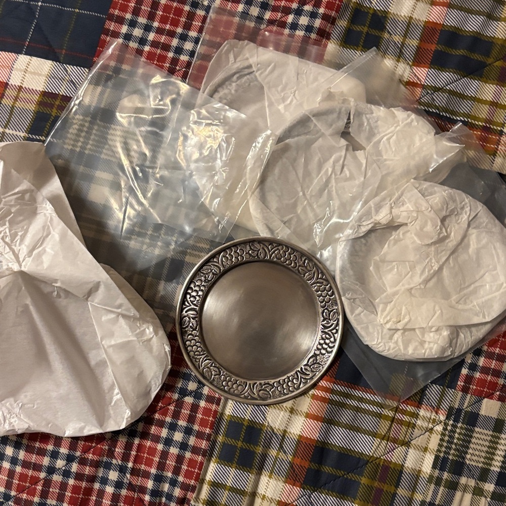 Pottery Barn pewter coaster set - vineyard